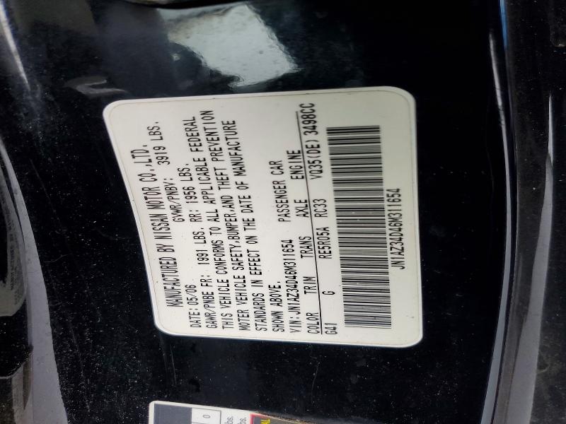 Aukcja sprzedaży 2006 Nissan 350z, vin: JN1AZ34D46M311654, numer aukcji: 56625476