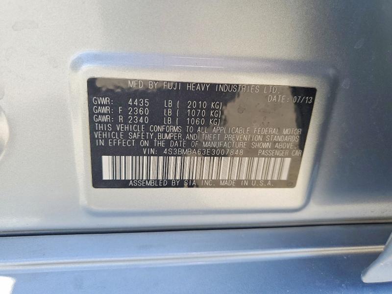 58808076 :رقم المزاد ، 4S3BMBA63E3007848 vin ، 2014 Subaru Legacy مزاد بيع