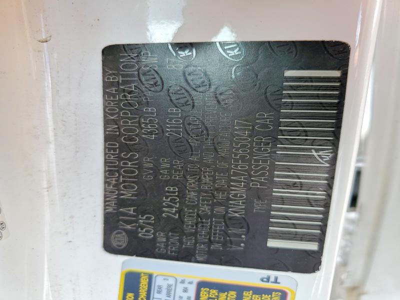 Aukcja sprzedaży 2015 Kia Optima, vin: KNAGM4A76F5650417, numer aukcji: 58833156