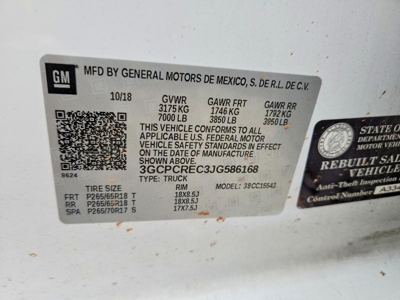 58464956 :رقم المزاد ، 3GCPCREC3JG586168 vin ، 2018 Chevrolet Silverado مزاد بيع
