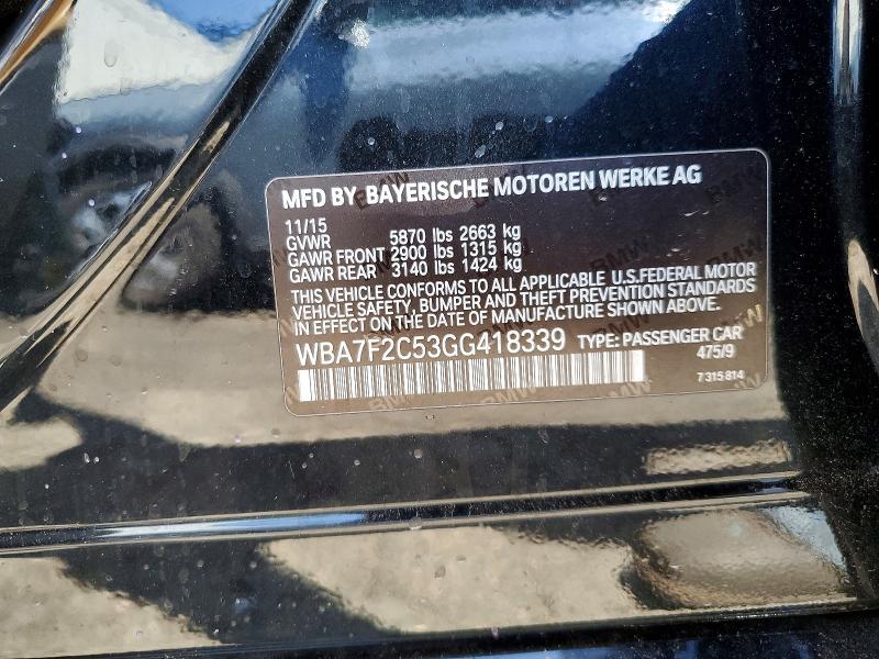 Aukcja sprzedaży 2016 Bmw 750, vin: WBA7F2C53GG418339, numer aukcji: 57214556