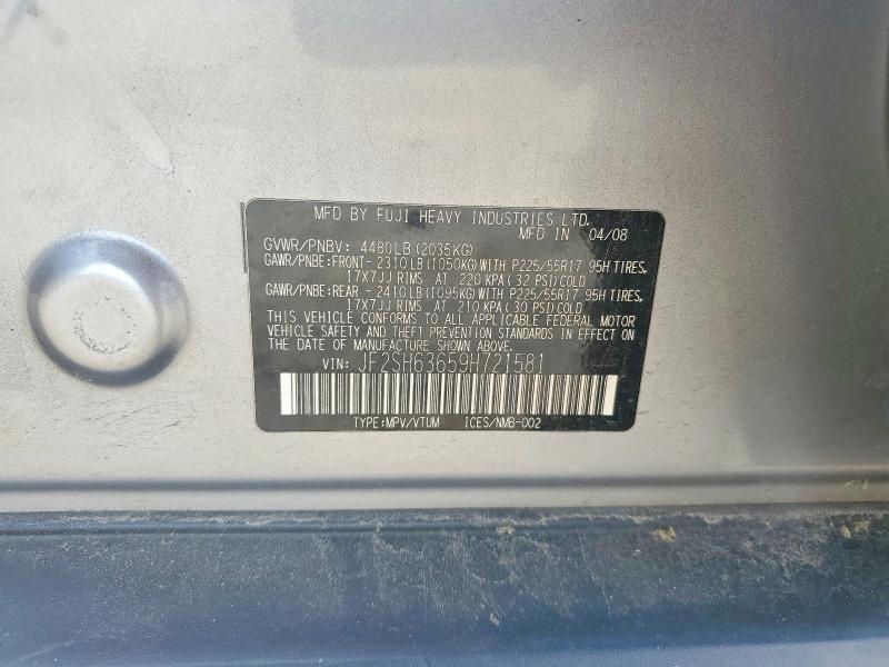 2009 Subaru Forester მანქანა იყიდება აუქციონზე, vin: JF2SH63659H721581, აუქციონის ნომერი: 56854446