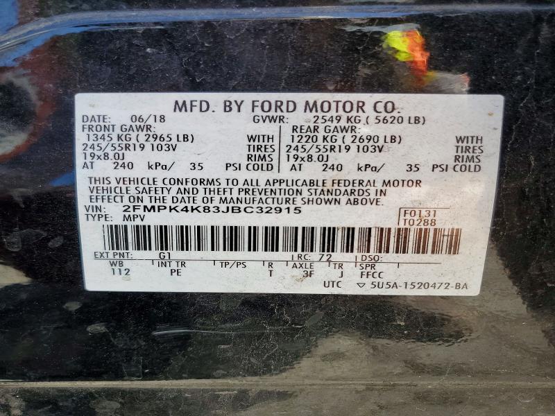 Aukcja sprzedaży 2018 Ford Edge, vin: 2FMPK4K83JBC32915, numer aukcji: 54967806