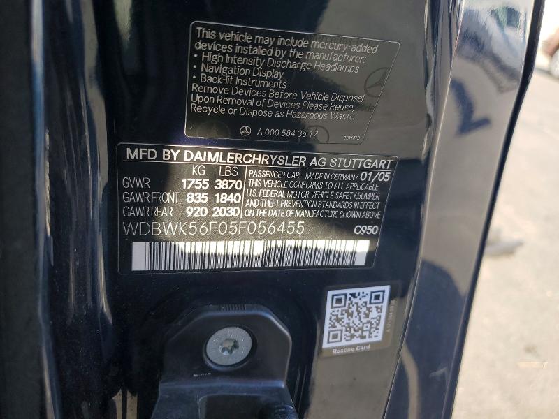 Продаж на аукціоні авто 2005 Mercedes-benz Slk, vin: WDBWK56F05F056455, номер лоту: 57964066