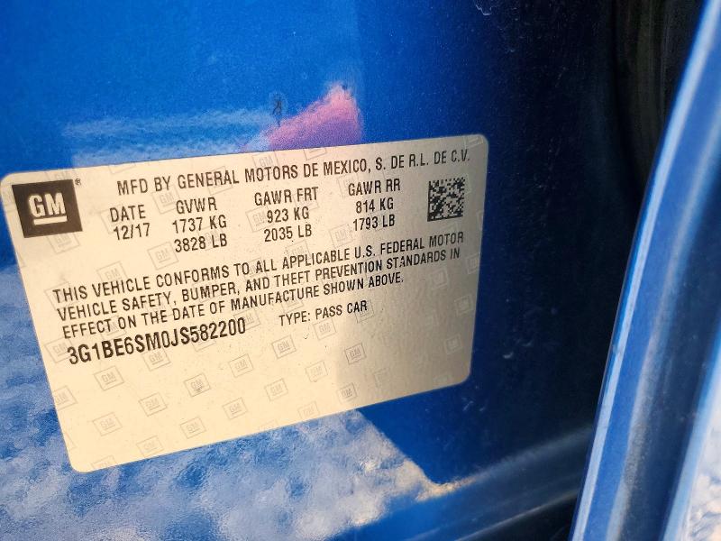 Auction sale of the 2018 Chevrolet Cruze, vin: 3G1BE6SM0JS582200, lot number: 56472276
