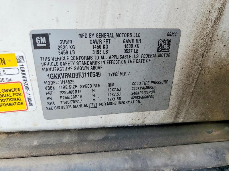 2015 Gmc Acadia მანქანა იყიდება აუქციონზე, vin: 1GKKVRKD9FJ110549, აუქციონის ნომერი: 56678866