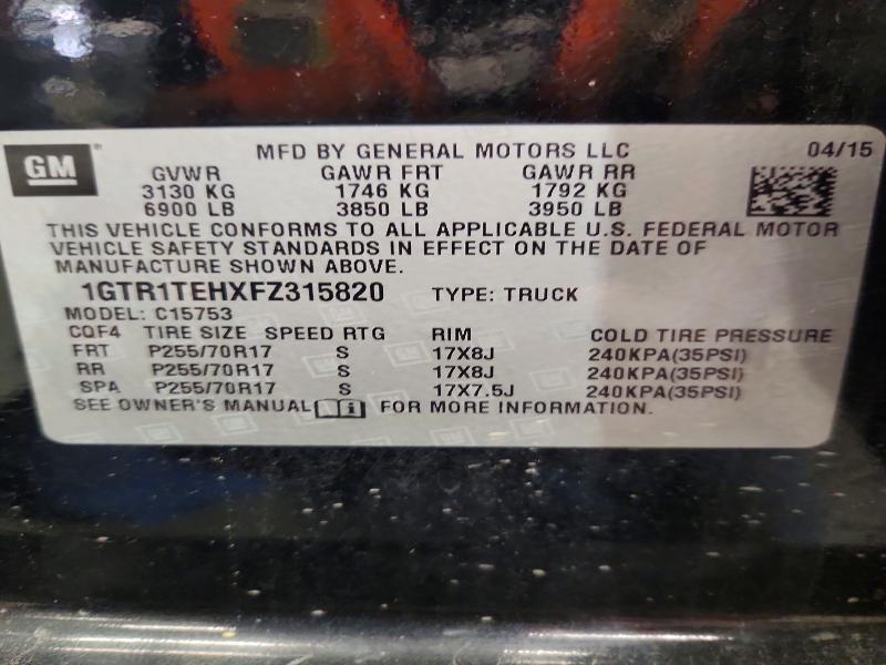 2015 Gmc Sierra მანქანა იყიდება აუქციონზე, vin: 1GTR1TEHXFZ315820, აუქციონის ნომერი: 57340136
