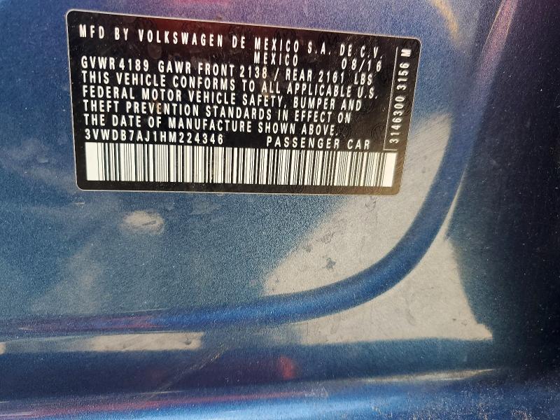 Aukcja sprzedaży 2017 Volkswagen Jetta, vin: 3VWDB7AJ1HM224346, numer aukcji: 56875866