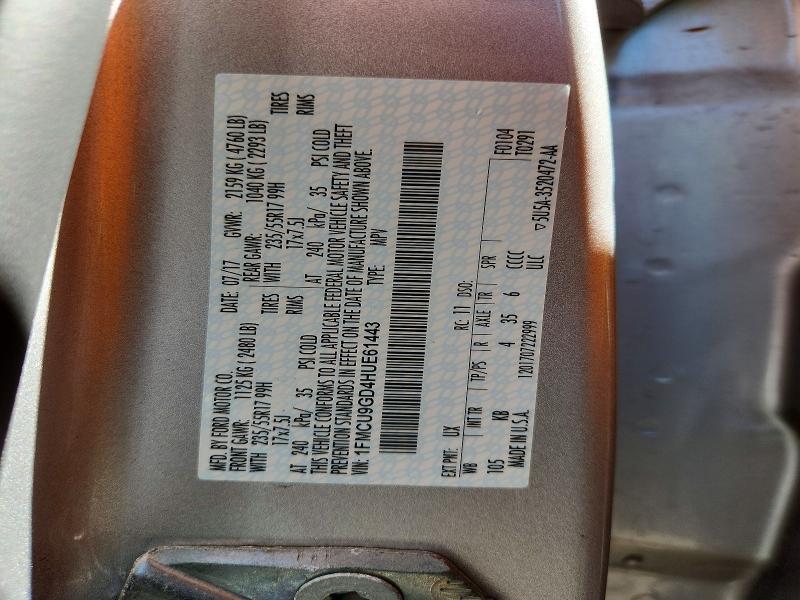 56566176 :رقم المزاد ، 1FMCU9GD4HUE61443 vin ، 2017 Ford Escape مزاد بيع