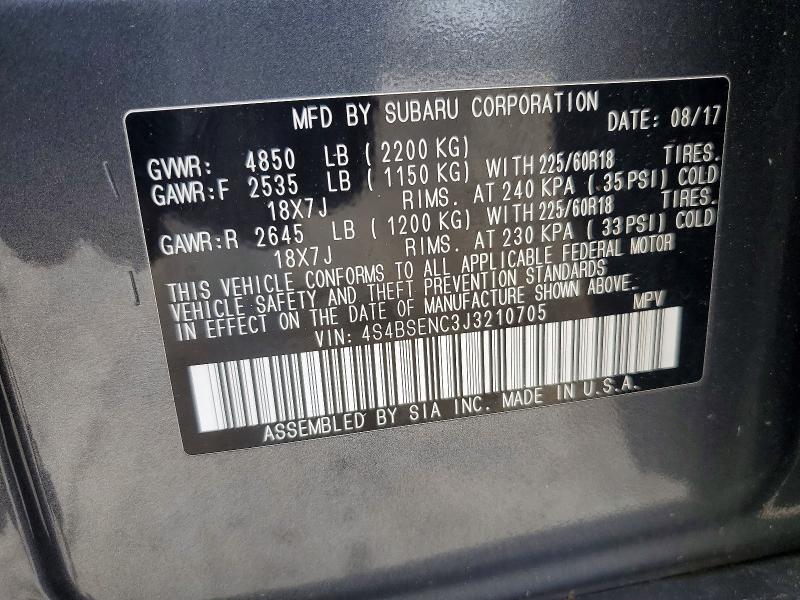 Aukcja sprzedaży 2018 Subaru Outback, vin: 4S4BSENC3J3210705, numer aukcji: 56032016
