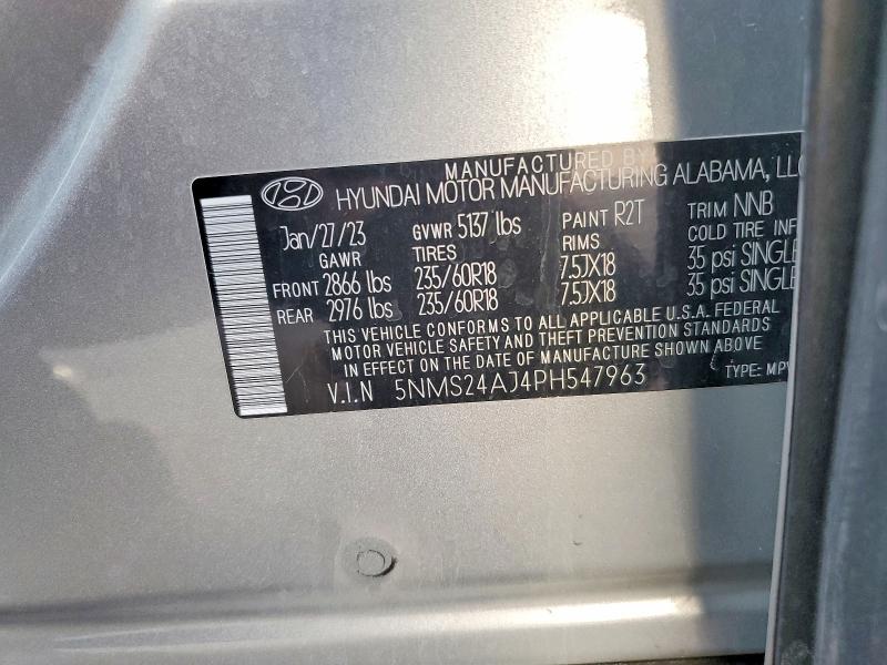 Продажа на аукционе авто 2023 Hyundai Santa Fe, vin: 5NMS24AJ4PH547963, номер лота: 57967886