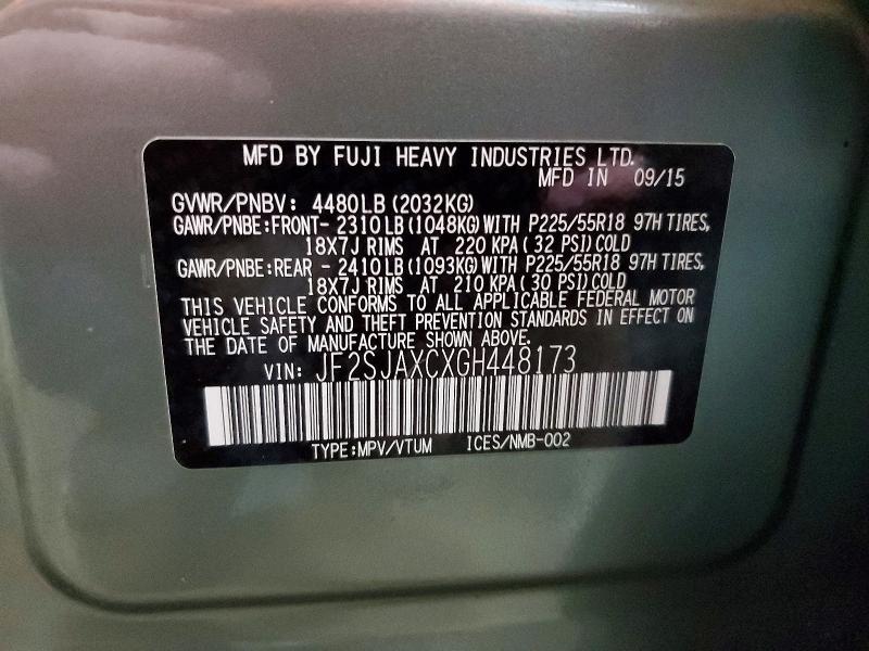 Aukcja sprzedaży 2016 Subaru Forester, vin: JF2SJAXCXGH448173, numer aukcji: 58242926