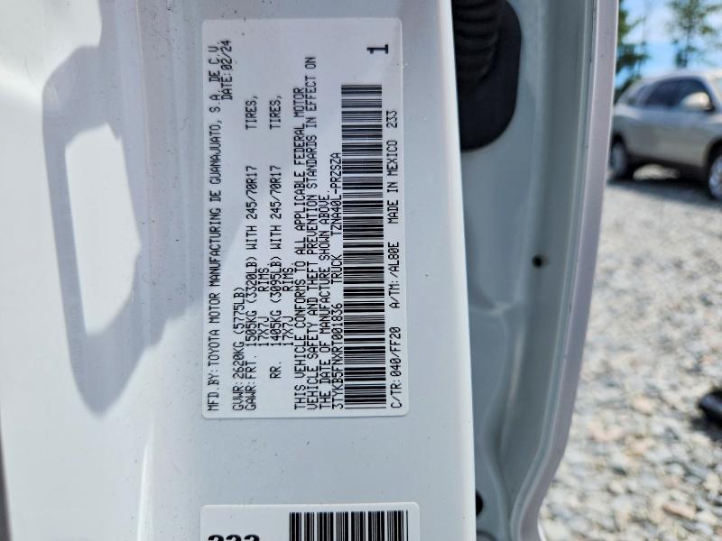 Продаж на аукціоні авто 2024 Toyota Tacoma, vin: 3TYKB5FNXRT001836, номер лоту: 58284636