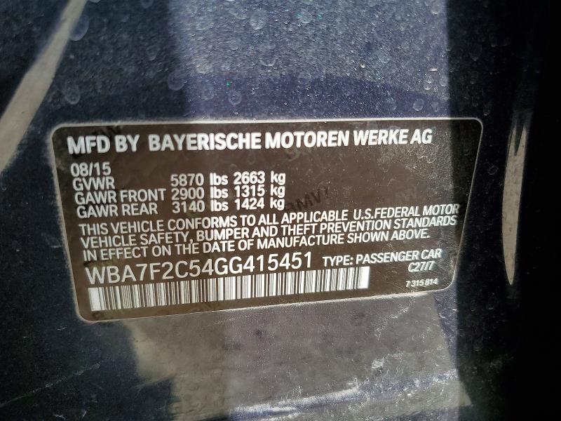 Продаж на аукціоні авто 2016 Bmw 750, vin: WBA7F2C54GG415451, номер лоту: 55858606