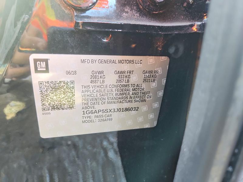 Aukcja sprzedaży 2018 Cadillac Cts, vin: 1G6AP5SX3J0186032, numer aukcji: 58616706