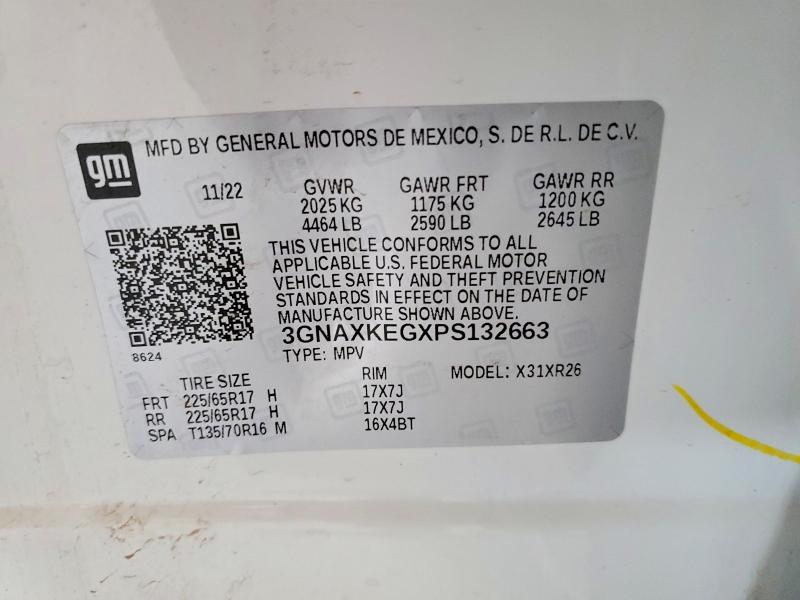 Продажа на аукционе авто 2023 Chevrolet Equinox, vin: 3GNAXKEGXPS132663, номер лота: 57900806