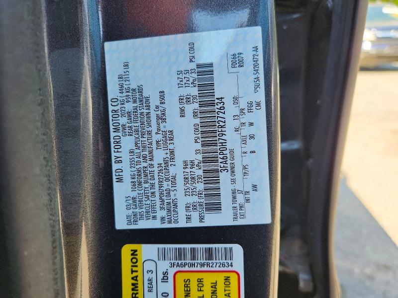 2015 Ford Fusion მანქანა იყიდება აუქციონზე, vin: 3FA6P0H79FR272634, აუქციონის ნომერი: 55229216