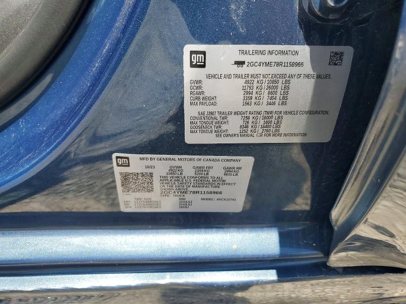 Aukcja sprzedaży 2024 Chevrolet Silverado, vin: 2GC4YME78R1158966, numer aukcji: 58009726