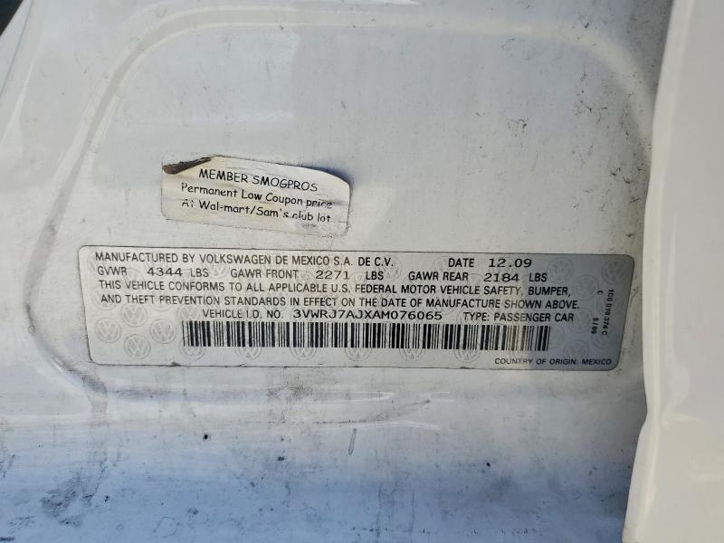 Продажа на аукционе авто 2010 Volkswagen Jetta, vin: 3VWRJ7AJXAM076065, номер лота: 58154006