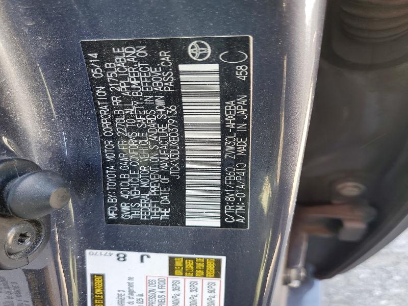 55647216 :رقم المزاد ، JTDKN3DUXE0379136 vin ، 2014 Toyota Prius مزاد بيع