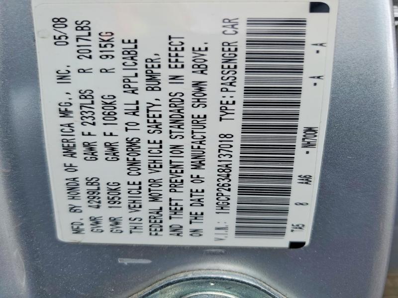 59014346 :رقم المزاد ، 1HGCP26348A137018 vin ، 2008 Honda Accord مزاد بيع