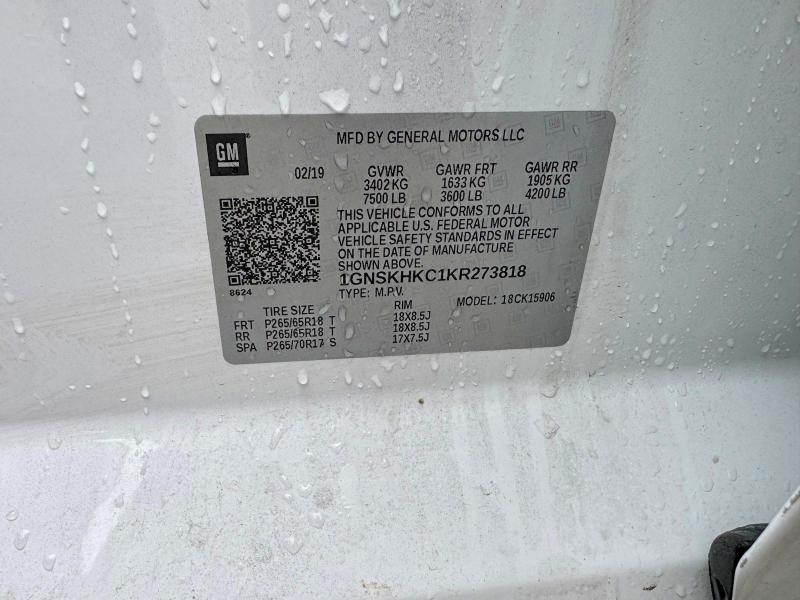 Aukcja sprzedaży 2019 Chevrolet Suburban, vin: 1GNSKHKC1KR273818, numer aukcji: 56048326