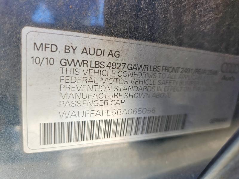 2011 Audi A4 მანქანა იყიდება აუქციონზე, vin: WAUFFAFL6BA065056, აუქციონის ნომერი: 58474436