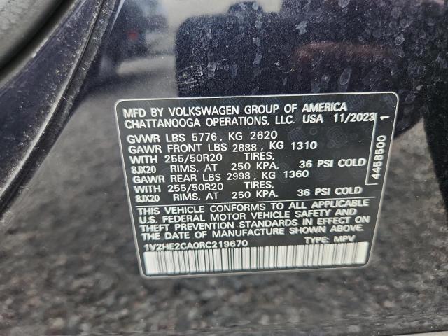 Продаж на аукціоні авто 2024 Volkswagen Atlas Cross Sport, vin: 1V2HE2CA0RC219670, номер лоту: 55592166