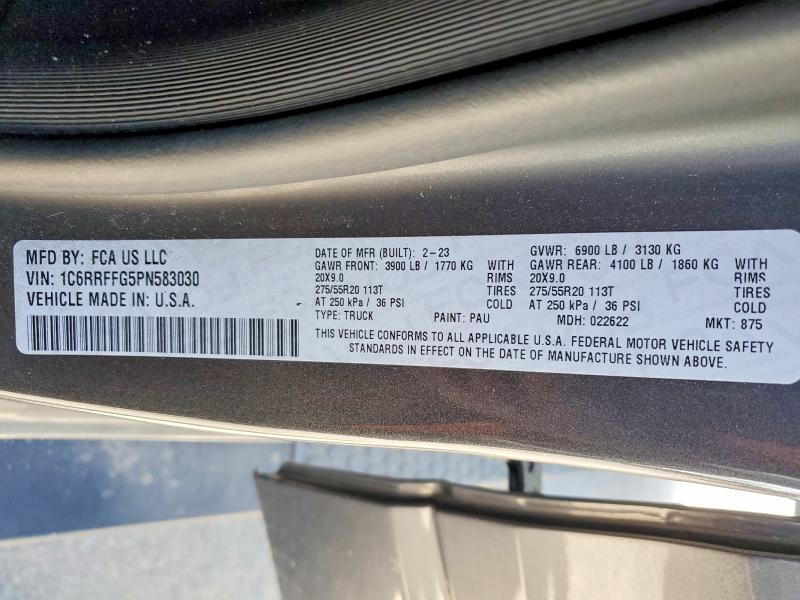 Продажа на аукционе авто 2023 Ram 1500, vin: 1C6RRFFG5PN583030, номер лота: 57560846