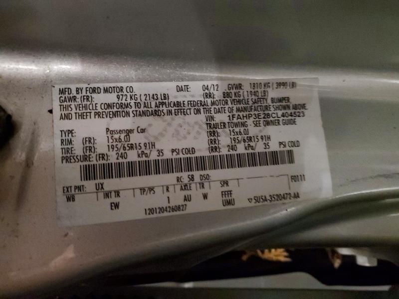 2012 Ford Focus მანქანა იყიდება აუქციონზე, vin: 1FAHP3E28CL404523, აუქციონის ნომერი: 57700586