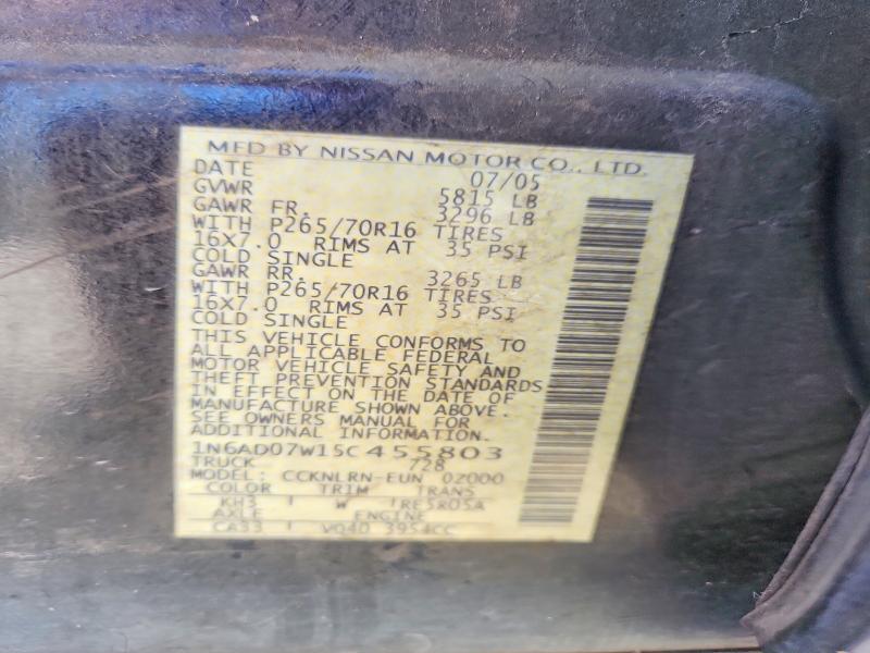 Aukcja sprzedaży 2005 Nissan Frontier, vin: 1N6AD07W15C455803, numer aukcji: 57741586