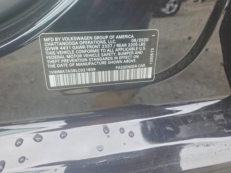 Продажа на аукционе авто 2020 Volkswagen Passat, vin: 1VWMA7A38LC021839, номер лота: 58813396