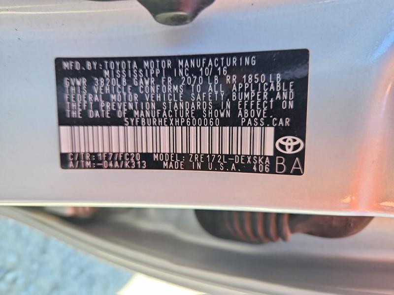 Aukcja sprzedaży 2017 Toyota Corolla, vin: 5YFBURHEXHP600060, numer aukcji: 57435226