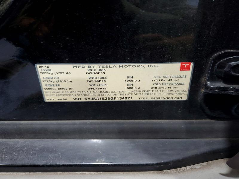 Продажа на аукционе авто 2016 Tesla Model S, vin: 5YJSA1E28GF134871, номер лота: 58069026