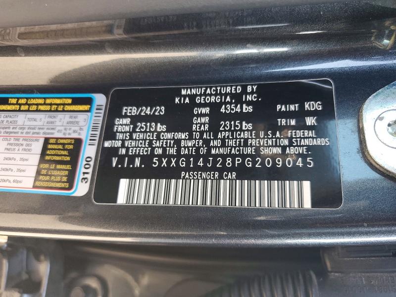 2023 Kia K5 მანქანა იყიდება აუქციონზე, vin: 5XXG14J28PG209045, აუქციონის ნომერი: 59327976