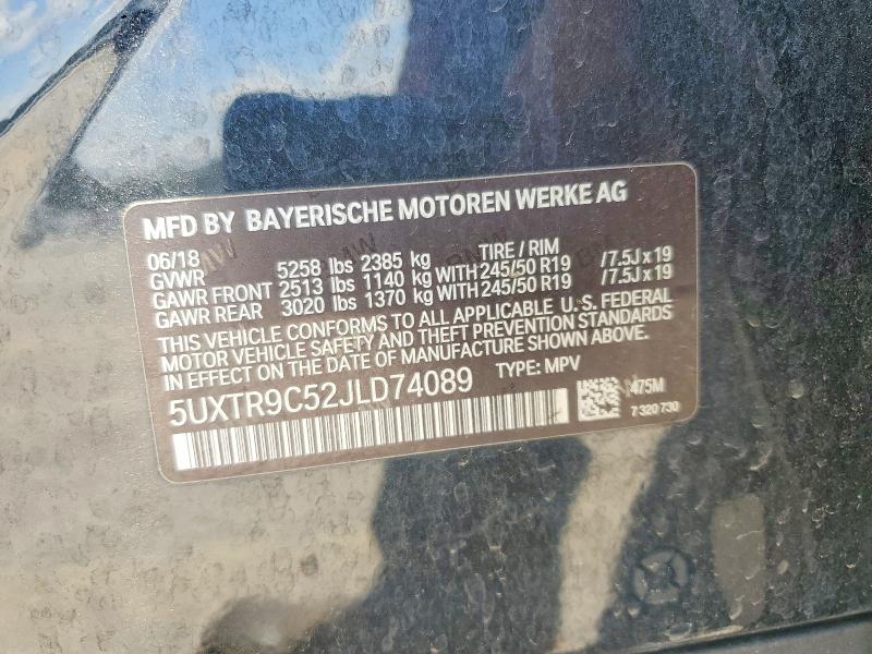 55745576 :رقم المزاد ، 5UXTR9C52JLD74089 vin ، 2018 Bmw X3 مزاد بيع