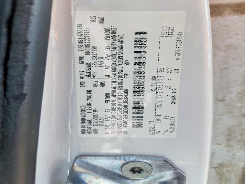 Aukcja sprzedaży 2019 Ford Escape, vin: 1FMCU9GD0KUB64368, numer aukcji: 57733816