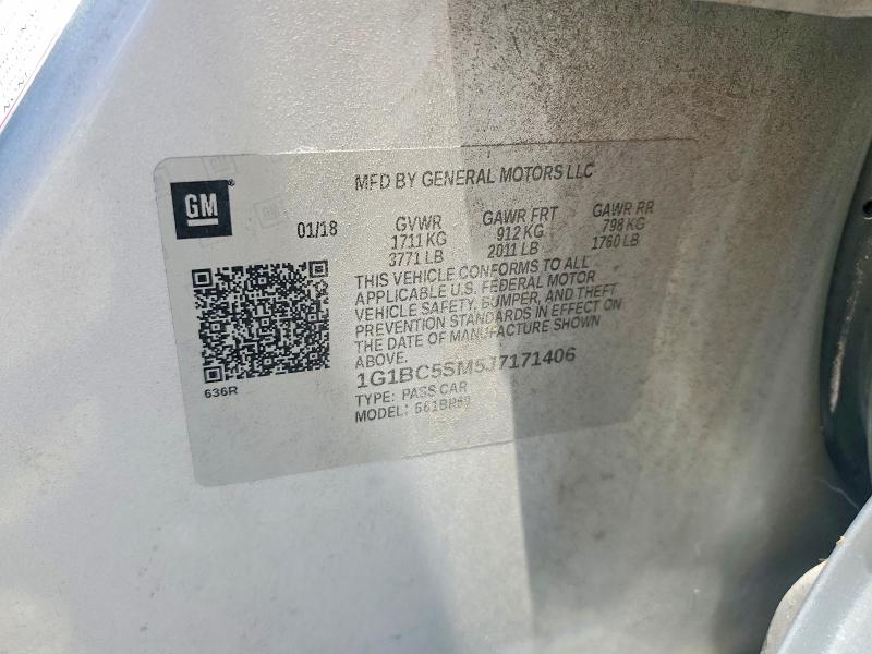 2018 Chevrolet Cruze მანქანა იყიდება აუქციონზე, vin: 1G1BC5SM5J7171406, აუქციონის ნომერი: 57957946