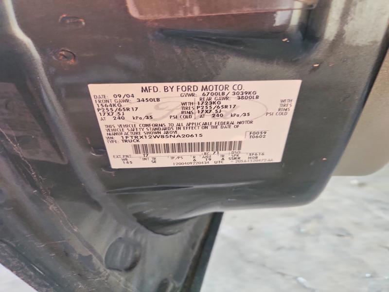 Aukcja sprzedaży 2005 Ford F150, vin: 1FTRX12W85NA20615, numer aukcji: 55474766