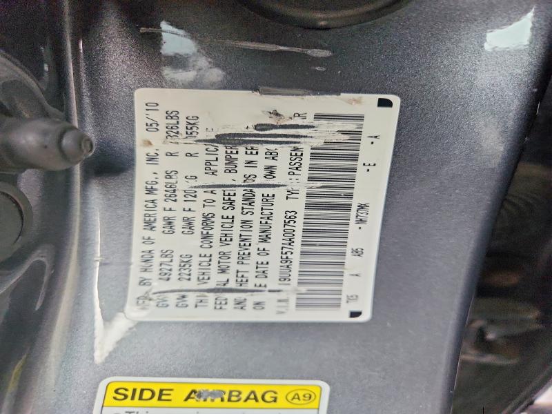 58532816 :رقم المزاد ، 19UUA9F57AA007563 vin ، 2010 Acura Tl مزاد بيع