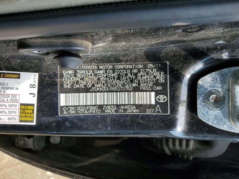 77247735 :رقم المزاد ، JTDKN3DU9B5272352 vin ، 2011 Toyota Prius مزاد بيع