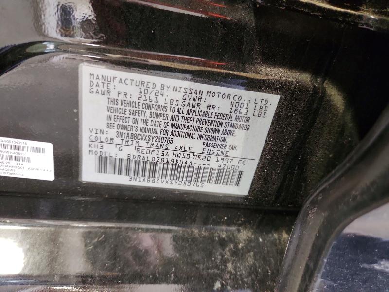 2025 Nissan Sentra მანქანა იყიდება აუქციონზე, vin: 3N1AB8CVXSY250765, აუქციონის ნომერი: 55733356