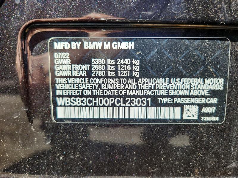 59250036 :رقم المزاد ، WBS83CH00PCL23031 vin ، 2023 Bmw M5 مزاد بيع