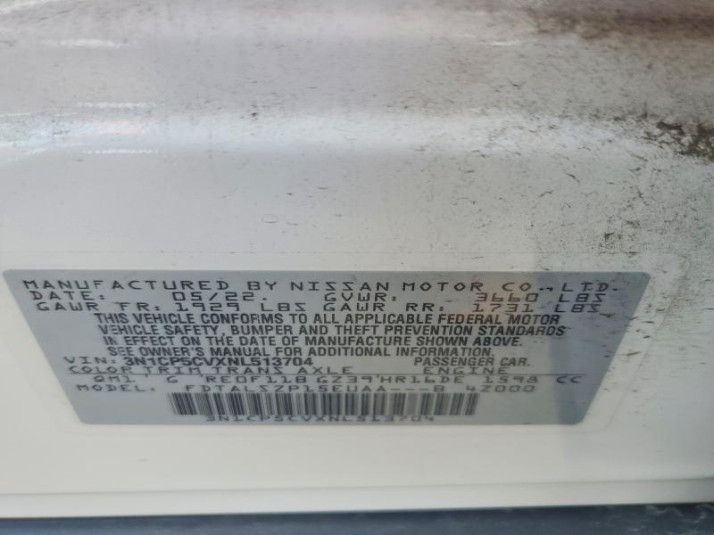 Aukcja sprzedaży 2022 Nissan Kicks, vin: 3N1CP5CVXNL513704, numer aukcji: 54852026