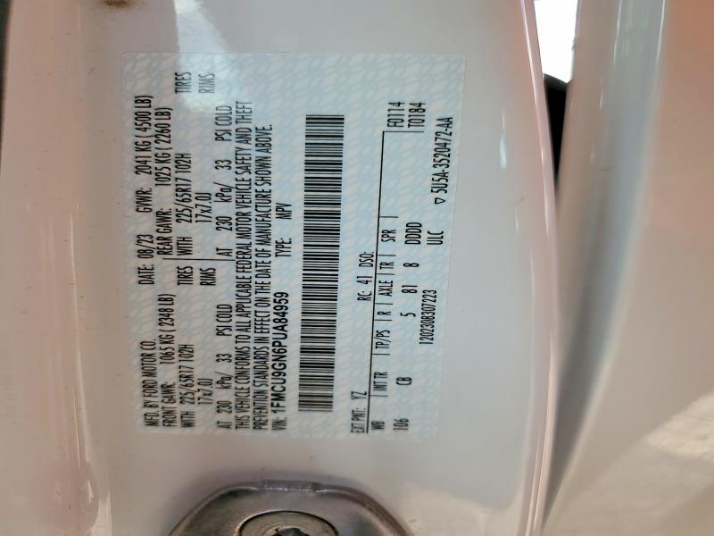 2023 Ford Escape მანქანა იყიდება აუქციონზე, vin: 1FMCU9GN6PUA84959, აუქციონის ნომერი: 57957926