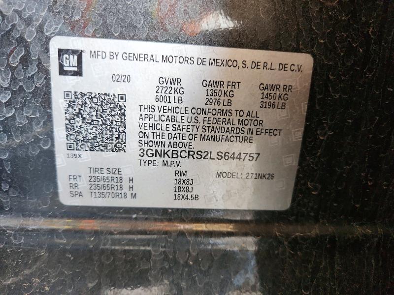 2020 Chev Blazer მანქანა იყიდება აუქციონზე, vin: 3GNKBCRS2LS644757, აუქციონის ნომერი: 57195756