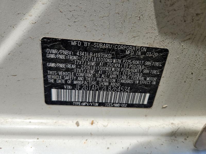 Продажа на аукционе авто 2020 Subaru Crosstrek, vin: JF2GTAPC2L8264534, номер лота: 56771916