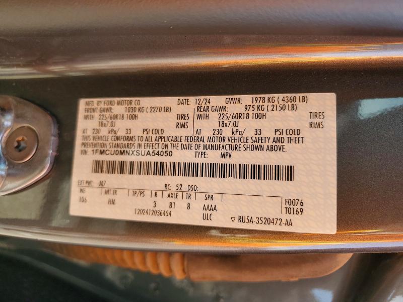 2025 Ford Escape მანქანა იყიდება აუქციონზე, vin: 1FMCU0MNXSUA54050, აუქციონის ნომერი: 54356696