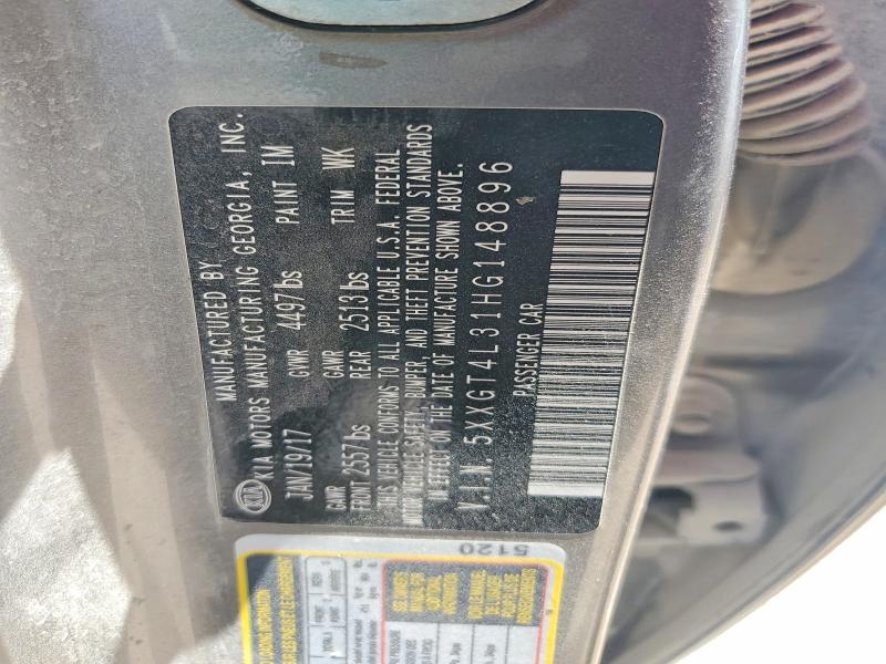2017 Kia Optima მანქანა იყიდება აუქციონზე, vin: 5XXGT4L31HG148896, აუქციონის ნომერი: 55209006