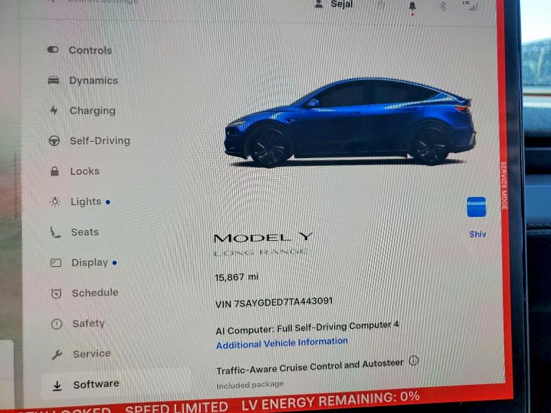Aukcja sprzedaży 2026 Tesla Model Y, vin: 7SAYGDED7TA443091, numer aukcji: 58284786